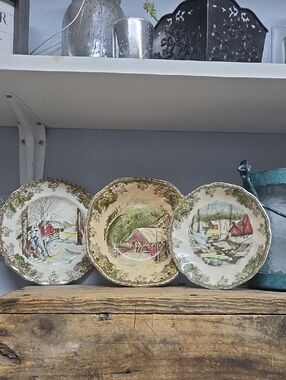 Vintage Johnson Brothers The Friendly Village Plate, Bowl And Saucer Set